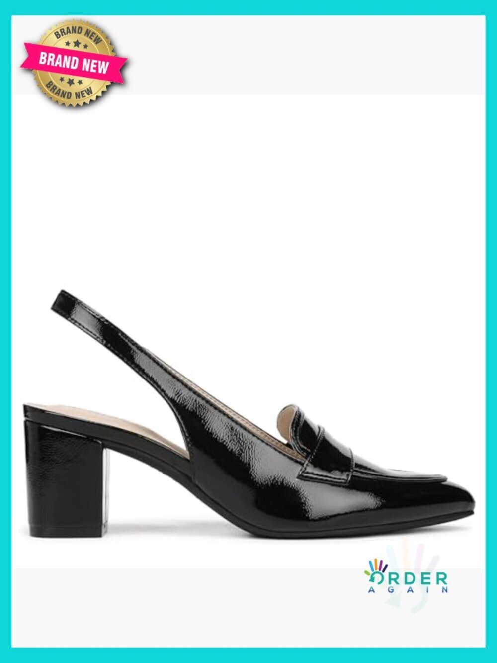 Slingback Pump with Cushioned Insole Pointed Toe Block Heel Office - Picture 6 of 7
